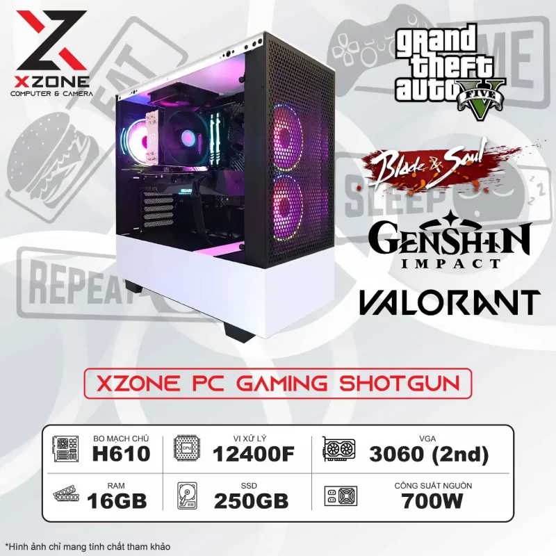 XZONE PC GAMING SHOTGUN 1 trọn bộ pc gaming xzone đồng nai